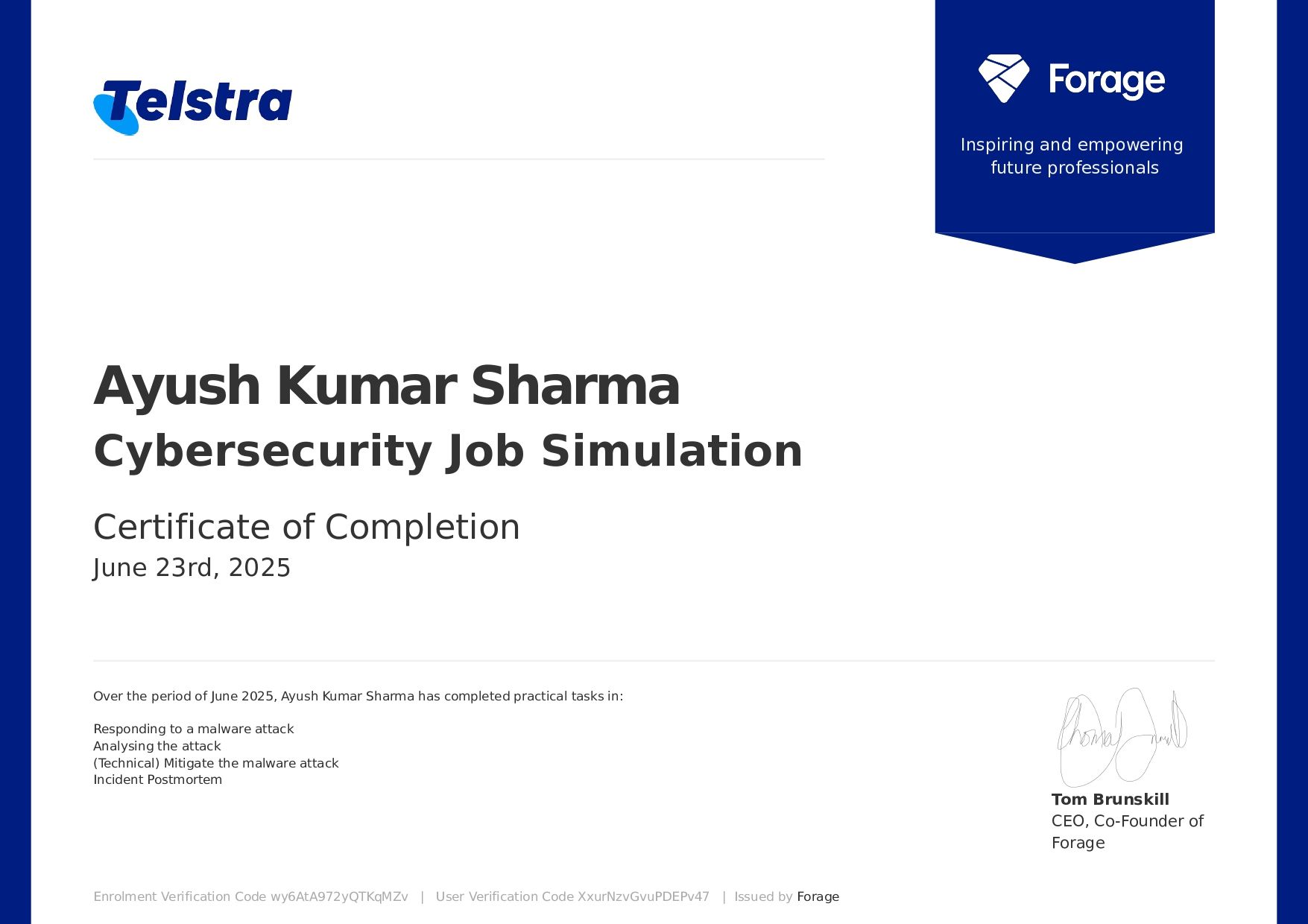 Telstra Certificate